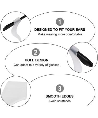 Vepoty Glasses Retainer - 10 Pairs Non-Slip Silicone Ear Grips for Eyewear | Soft Temple Holders in White - Ideal for Secure Fit & Comfort - Buy Online on GoSupps.com