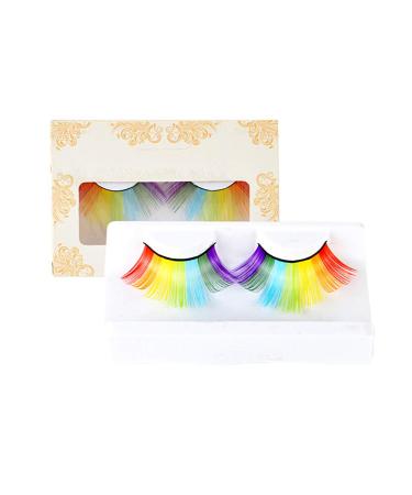 Rainbow False Eyelashes DIY Lash Extension 3D Volume Fake Eyelash Strips Exaggerated False Eyelashes Party Stage Cosplay Accessory for Performance