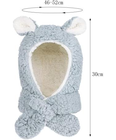 Kids 2 in 1 Winter Hat Scarf Set | Fleece Lined Earflap Balaclava Hoodie Scarf | Boys Girls Thermal Neck Warmer | Grey, 6M-4Y - Buy Online on GoSupps.com