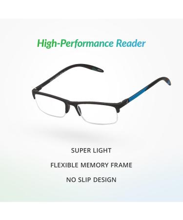 SAV Eyewear Men's Sportex AR4150 Blue Reading Glasses - 1.5x Magnification 29mm - International Shipping Available - Buy Online on GoSupps.com