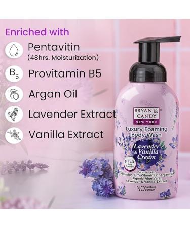 Luxury Foaming Body Wash - Hydrating Argan Oil Aloe Vera Pentavitin & Pro Vit B5 | pH 5.5 | All Skin Types | 400ml Lavender & Vanilla - Buy Online on GoSupps.com