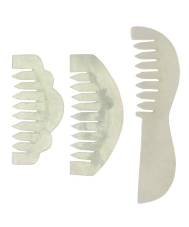 Heallily Jade Stone Hair Comb Set for Women - Scalp Massage and Acupuncture Therapy (3 Pcs) - Buy Online on GoSupps.com