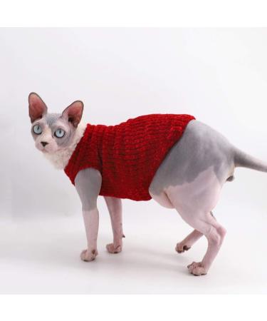 Winter Warm Faux Fur Sweater for Sphynx Cats, High Collar Coat & Pajamas Apparel - X-Large Size, Christmas Wine - Buy Online on GoSupps.com