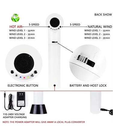 Cordless Hair Dryer 650W Low-Heat Ionic Wireless Blow Dryer 20000mAh Fast Charging Mobile Power for Women/Kids Outdoor Camping Beaches - Buy Online on GoSupps.com