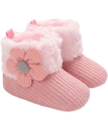 Baby Winter Fleece Booties Non-Slip Soft Sole Shoes for Boys Girls 6-12 Months - Pink - Buy Online on GoSupps.com