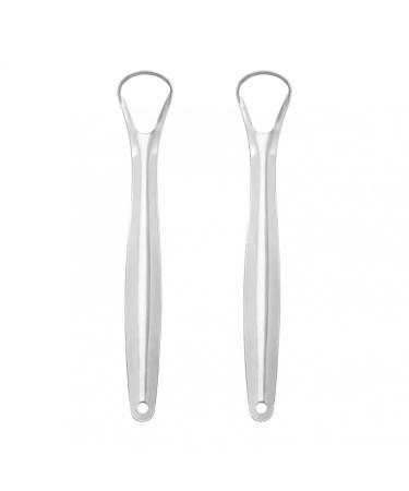 Rust -free tongue scrap silver for adults against bad breath bacteria 2 pieces tongue cleaner scraper tongue cleaner stainless steel tongue cleaner made of metal tongue tongue tongue tongue brush for fresh breath unit size A