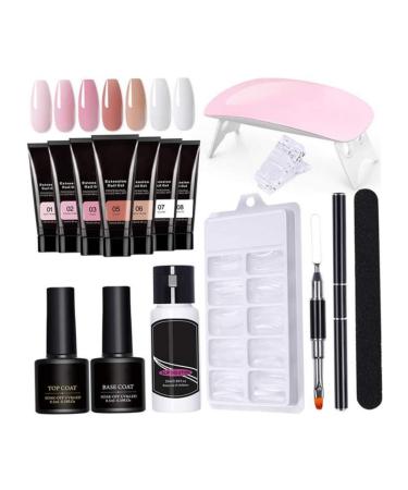 Nail Extension Gel Set Gel Polish Starter Kit with UV Lamp Nail File Clip FOR Home Salon Nail Glue