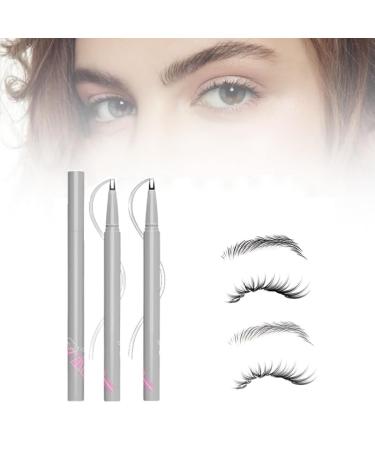 Double Tip Lower Eyelash Pencil - 2024 New 3D Waterproof 2 Tip Eyelash Pen Eye Liner Liquid Eyeliner - Dual Pronged Bottom Eyelashes Pen Waterproof Liquid Eyeliner for Natural Eye Makeup (Gray+Black)