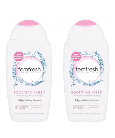 Femfresh Ultimate Care Soothing Wash - Intimate Daily Vaginal Feminine Hygiene Shower Gel Cleanser pH Balanced Soap Free w.Hydrating Cranberry & Probiotics Extract Long-Lasting MULTIActif - 250 ml 250 ml (Pack of 2)