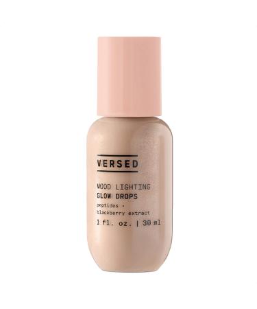 Versed Mood Lighting Luminizing Glow Facial Drops, Sheer Golden - Liquid Highlight with Illuminating Light-Reflecting Pigments - Antioxidants & Hydrating Hyaluronic Acid - Vegan (1 fl oz)