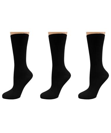 Sierra Socks Diabetic/Arthritic Rayon from Bamboo Crew 3 Pair Socks Large Black