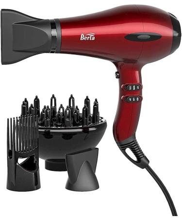1875W Professional Salon Hair Dryer for Fast Drying Negative Ionic Blow Dryer 2 Speeds and 3 Temperature Settings with Concentrator Attachment Cool Shot Button Black