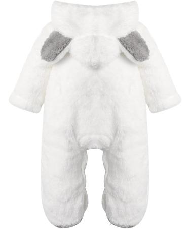 Haokaini Newborn Bear Warmer Snowsuit | Cotton Fleece Hooded Romper for Baby Girls Boys | 9-12 Months | White - Buy Online on GoSupps.com