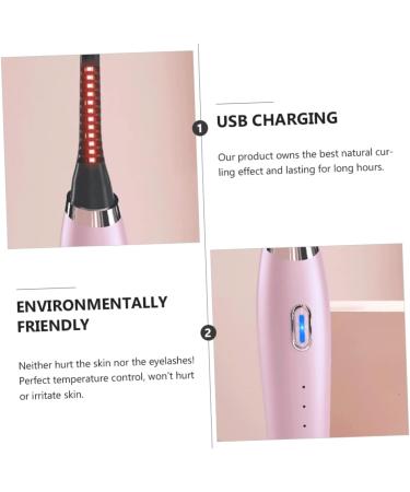 Housoutil Eyelash Curler Rechargeable Eyelash Brush 3 Temperature Gears Eyelash Brush Mini Natural Eye Lashes Curling Hot Lash Curler Beauty Tool Eyelashs Pink Abs Curling Iron USB - Buy Online on GoSupps.com