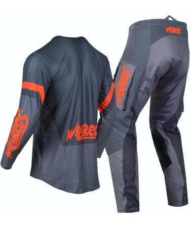 Willbros Motocross Jersey Pants Combo for Men & Women - Off-Road MX Equipment Set with Zippering Bags | Adult Racing Clothing - Size S / Pants 30 - Orange Gray - Buy Online on GoSupps.com