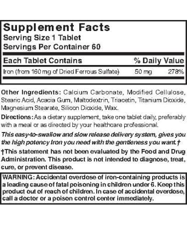 Nature's Blend Slow Iron 50 mg (160 mg) Compare to Slow Fe 60 Tablets - Buy Online on GoSupps.com