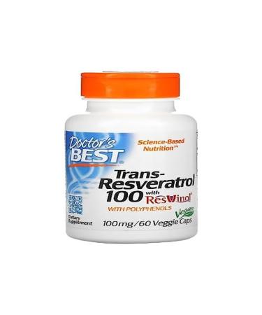 Doctor's Best Trans-Resveratrol with ResVinol-25 100mg - 60 vcaps High Quality Antioxidant & Anti-Aging Support