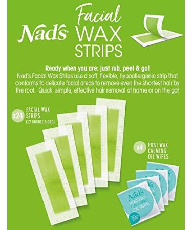 Nad's Facial Wax Strips - Fragrance Free - 24 Count (Pack of 2) - Buy Online on GoSupps.com