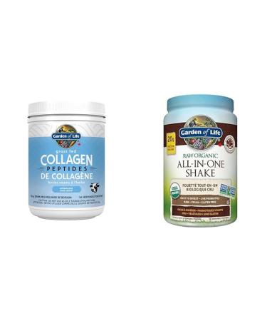 Grass Fed Collagen Peptides | 10g Collagen Per Serving & Raw All-in-One Nutritional Shake Chocolate Cocoa Collagen + Shake