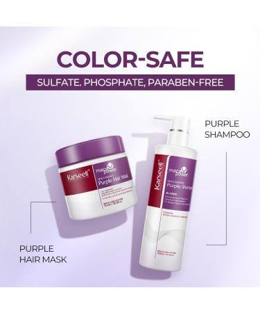  Karseell Karseell Purple Hair Mask and Purple Shampoo Neutralizes Yellow Tones Repairs Damaged Hair for Blonde Platinum White or Gray Hair 2 x 500ml - Buy Online on GoSupps.com