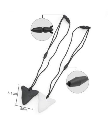 3-Piece Shark Tooth Chewing Necklace Set for Kids | Organic Silicone Autism Sensory Bite Ring Toys (Black White Blue) - Buy Online on GoSupps.com
