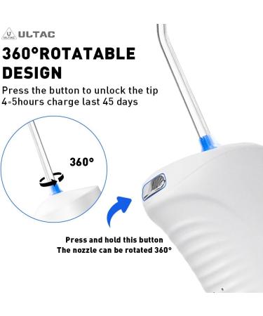 Premium Water Dental Flosser - Portable Rechargeable Oral Irrigator with 7 Tips 4 Modes IPX7 Waterproof 320ml Tank - Ideal for Travel (White - Buy Online on GoSupps.com