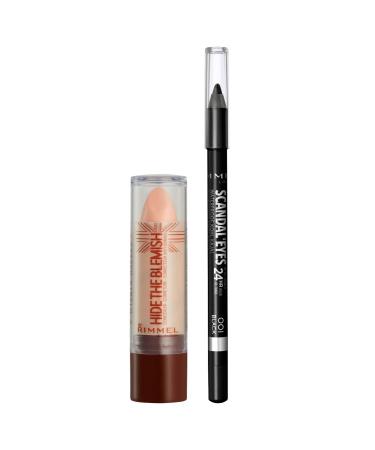 Rimmel Rimmel London Scandal'Eyes Waterproof Kohl Kajal Eye Pencil 001 Black + Hide The Blemish Concealer Stick 004 Natural Beige - 2 Cosmetics