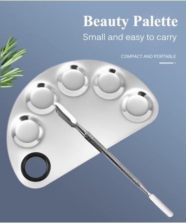AKOAK Stainless Steel Beauty Palette & Spatula Tool | Nail Art Makeup Mixing for Cosmetics & Pigments - International Shipping - Buy Online on GoSupps.com