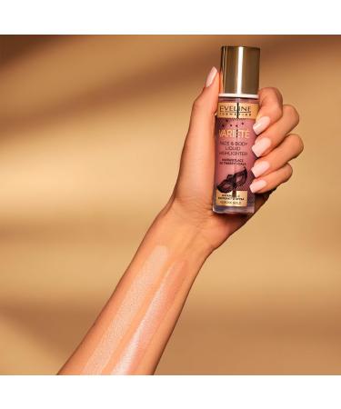 Eveline Cosmetics Varit Liquid highlighter for face and body No 01 Champagne Gold versatile formula for cheeks eyes lips and body enriched with vitamin C and iris extract - Buy Online on GoSupps.com