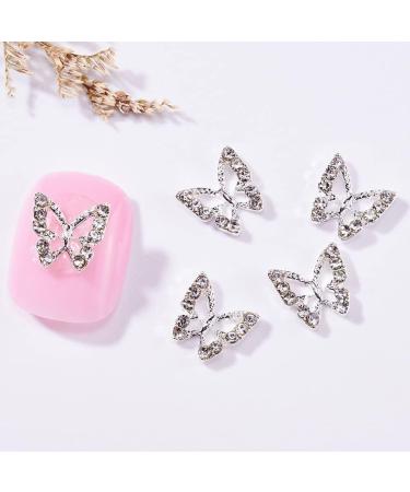 KACHIMOO 20pcs Metal Butterfly Nail Charms Silver 3D Nail Gems for Acrylic Nails DIY Craft | Nail Rhinestones & Art Accessories - Buy Online on GoSupps.com