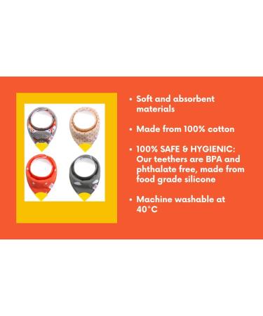 V&D HOME Baby & Toddler Dribble Bib with Teether - 0-18 Months | BPA & Phthalate Free Teething Bandana Bib - Yellow - Buy Online on GoSupps.com