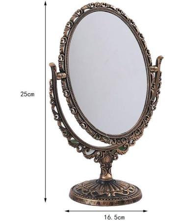 Vintage Double-Sided Princess Makeup Mirror - Oval Vanity Mirror for Bedroom - Portable Antique Beauty Mirror (25*16.5CM) - Buy Online on GoSupps.com