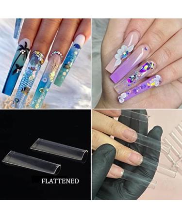 gootrades 500Pcs Flattened XXL Square Nail Tips - Clear Half Cover Tapered Straight Tips for Acrylic Nails - 10 Sizes in Storage Box - Buy Online on GoSupps.com