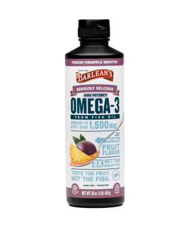 Barlean's Seriously Delicious Omega-3 Fish Oil Passion Pineapple Smoothie 16 oz (454 g)