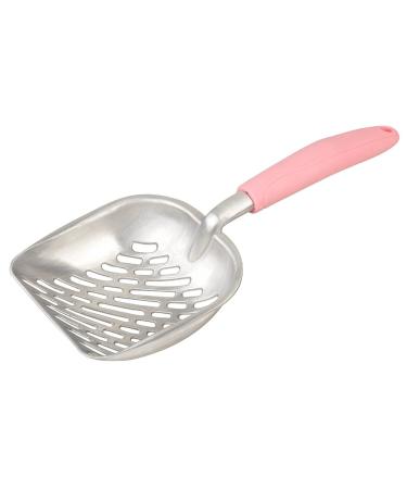 Large Metal Cat Litter Box Scoop Stainless Aluminum Alloys L13.8"xW5.5"xH1.8" Pink Handle