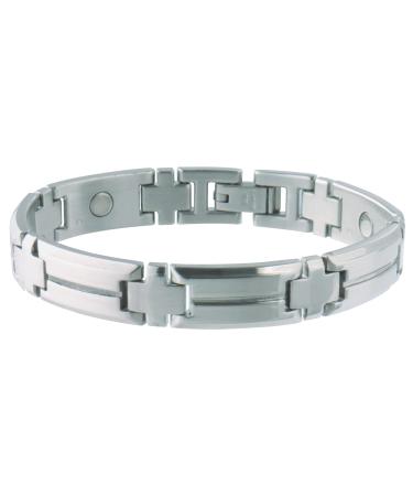 Sabona Mens Stainless Steel Magnetic Bracelet Sport Magnetic Bracelet Silver Large/X large 8.0