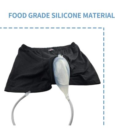 Man Recycled Urinal Bag Silica Gel Urine Funnel Catheter Holder Short Pants Black Transparent M Medium Black Transparent - Buy Online on GoSupps.com