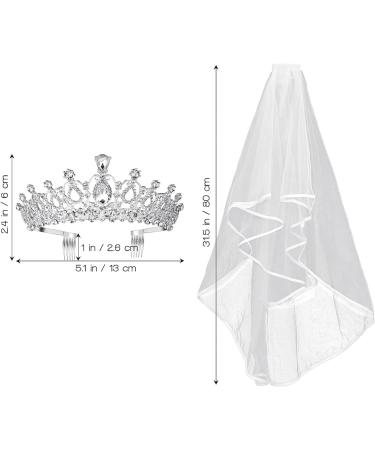 Frcolor Crystal Tiara Crown Rhinestone Wedding Bridal Headband with Veil & Comb - Buy Online on GoSupps.com