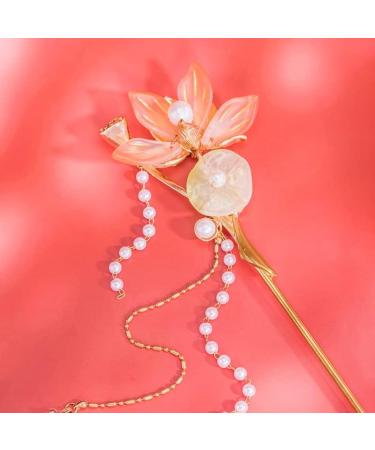 Rabithenn Camellia Flower Pearl Tassels Chinese Hanfu and Style Hair Retro Flower with Metal Handmade Hair Clip Hair Accessories for Women Girls Long Hair (lotus seedpod) - Buy Online on GoSupps.com