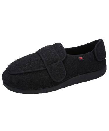 ZHENSI Men's Diabetic Shoes Extra Wide Adjustable Walking Shoes Memory Foam Self-Adhesive Non-Slip for Swollen Feet 9 Black