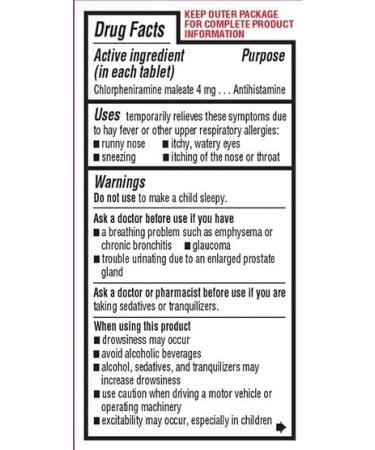 Chlorpheniramine 4 mg Tabs 100 ct Bottle - Buy 3 Packs and Save - Buy Online on GoSupps.com