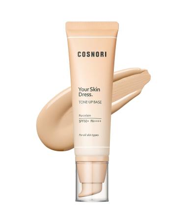 COSNORI Your Skin Dress Tone up Base   Conceal Pores & Blemish   Tone Correcting Makeup Base with Niacinamide - SPF 50+ PA+++ for Skin Sun Protection - Porcelain Color for Cool & Warm Tone  1.69 fl.oz.