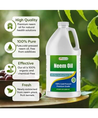 Best Naturals 100% Pure Neem Oil 100% Cold Pressed and Unrefined - 68 OZ (2000 ML) - Buy Online on GoSupps.com
