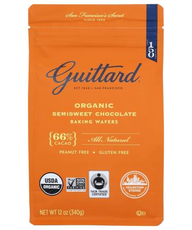 Guittard, Organic 66% Chocolate Baking Wafers, 12 Ounce