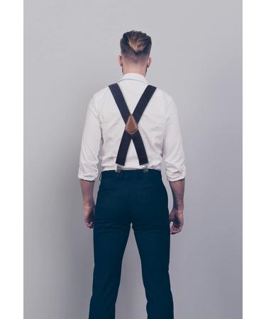 Hisdering 5cm Wide X-Shape Men's Braces | Adjustable & Elastic Navy Blue | Strong 4 Metal Clips | Unisex Long Size - Buy Online on GoSupps.com
