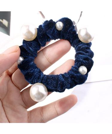 10 Piece Artificial Pearl Hair Gums - Velvet Elastic Hair Ties & Ponytail Holders for Women & Girls | Stylish Hair Accessories - Buy Online on GoSupps.com