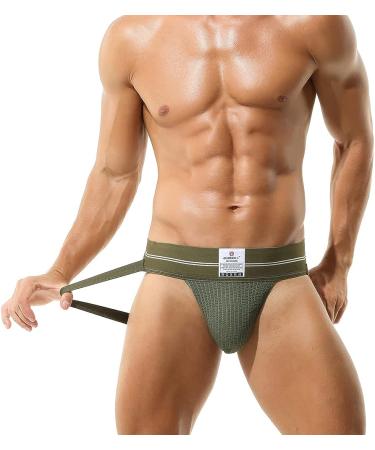 BRODDLE Men's Green Large Jockstrap - Stretchy Nylon Mesh Pouch Athletic Supporters - Buy Online on GoSupps.com