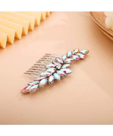 BERYUAN Women Crystal Flowers Hair Comb Teardrop Rhinestone Hair Comb for Wedding Women and Girls Hair Comb Slide Bride Hair Accessories for Brides Bridemaids (AB) - Buy Online on GoSupps.com