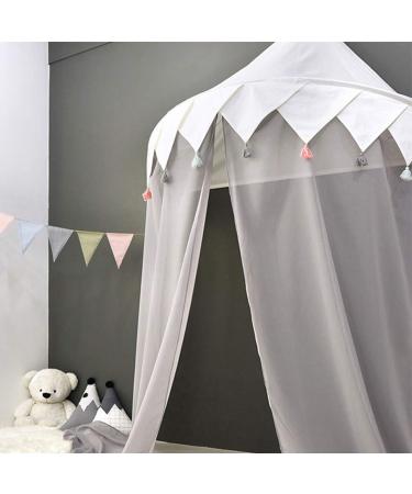 Bed Canopy for Girls Bed, Kids Children Mosqutio Net Bedding Decor Princess Nusery Play Reading Room Chiffon Hanging Tent Indoor Decorations (Grey)