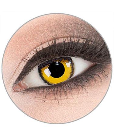Colored yellow 'lunatic sun' contact lenses from 'evil lens' to carnival carnival halloween 1 pair of yellow crazy fun contact lenses with combination solution (60ml) + container in top quality without strength
